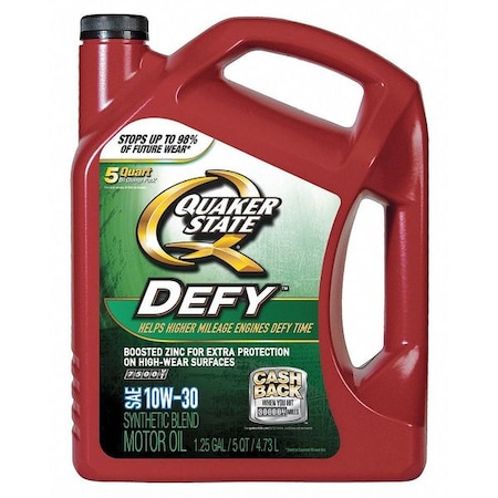 Quaker State Motor Oil, Defy, 5 qt., 10W-30 550043290