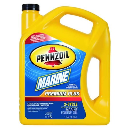 PENNZOIL 2-Cycle Synthetic Blend Marine Motor Oil, Prem Plus, TC-W3, 1 Gal. 550045220