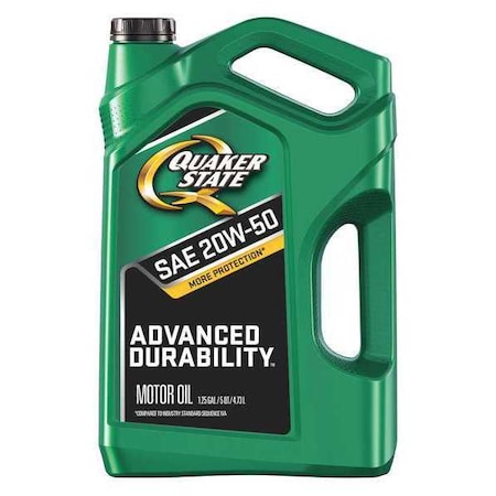 Quaker State Engine Oil, 20W-50, Conventional, 5 Qt., Advanced Durability 550044960