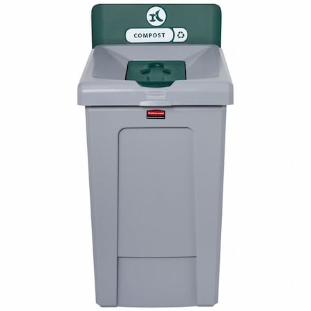 Rubbermaid Commercial 33 gal Rectangular Recycling Station, Flat with Top Opening, Green, 1 Openings 2171555