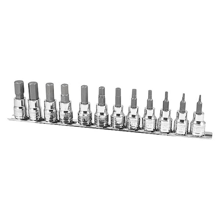 Westward 3/8" Drive Socket Bit Set, Metric, 12pcs 33HD80