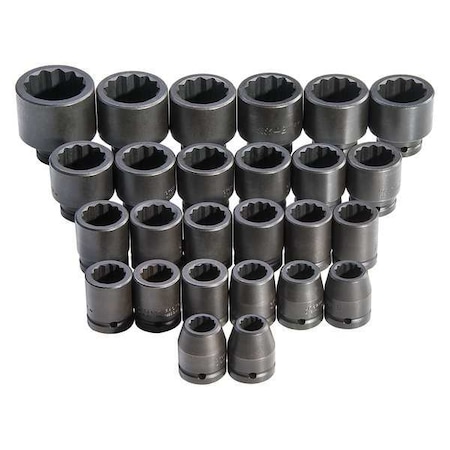 Proto 3/4" Drive Impact Socket Set, Metric, 26 pcs J72106M