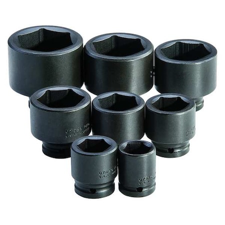 Proto 3/4" Drive Impact Socket Set, SAE, 8pcs, Impct Skt St, Stl, Blk Oxd, 1 1/16-2 3/8 in J73104