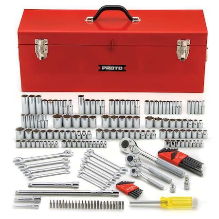 PROTO 1/4", 3/8", 1/2" Drive Socket Set With Box Metric/SAE 184 Pieces 7/32" to 1", 4mm to 22mm J47184-1A