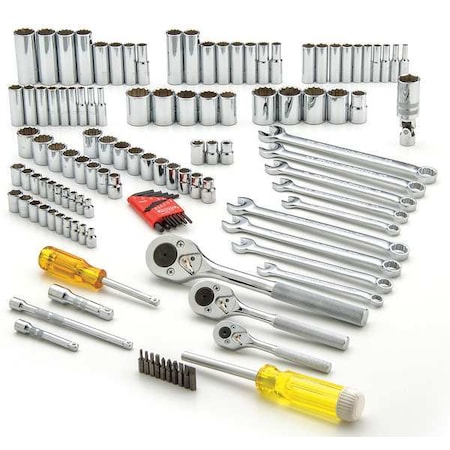 Proto 1/4", 3/8", 1/2" Drive Socket Set Metric, SAE 125 Pieces 4 mm to 2-4 mm, 5/32 in to 13/16 in J47125