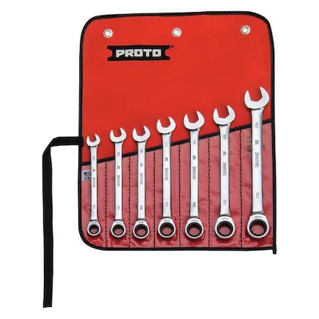 PROTO Ratcheting Wrench Set, Combination JSCRMT-7S