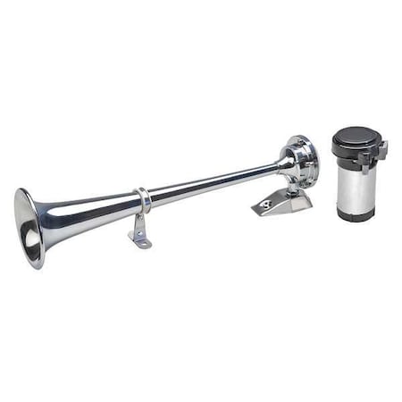 Wolo Marine Air Horn, Brass, 17 in. L, 12VDC 140