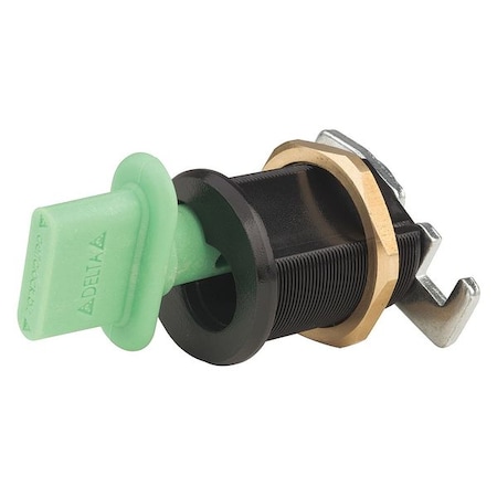 Delta Lock Interchangeable Core Keyed Cam Lock, Black, 1 1/4 in For Door Thickness, 0 Number of Keys G085055