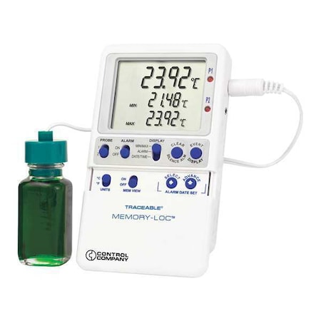 Traceable Digital Data Logging Thermometer, Memory-Loc with Bottle Probe Style 6440