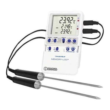 Traceable Digital Data Logging Thermometer, Memory-Loc with (2) Stainless Steel Probe Style 6446