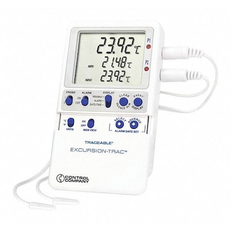 Traceable Digital Data Logging Thermometer, Excursion-Trac with (2) Bullet Probe Style 6433