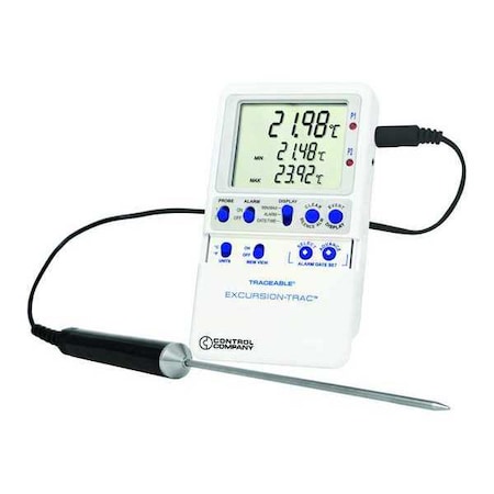 Traceable Digital Data Logging Thermometer, Excursion-Trac with Stainless Steel Probe Style 6435