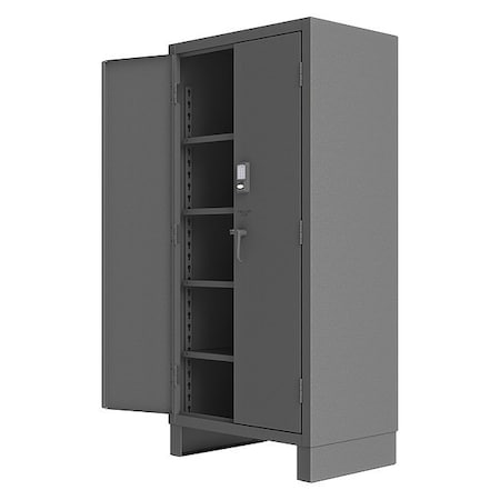 Durham Mfg Shelving Storage Cabinet, 78 in H, 36 in W, 24 in D, Swing, Electronic Keypad, Gray, 4 Shelves 3702CX-BLP4S-95