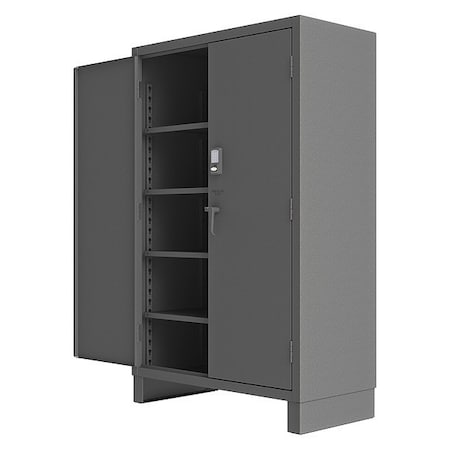 Durham Mfg Shelving Storage Cabinet, 78 in H, 60 in W, 24 in D, Swing, Electronic Keypad, Gray, 4 Shelves 3704CX-BLP4S-95