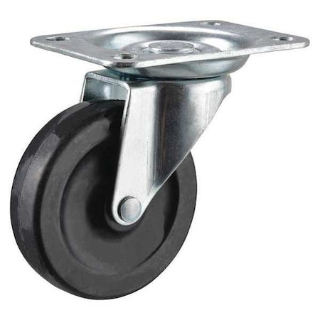 Zoro Select Swivel Plate Caster, Rubber, 3 in., 150 lb. P2S-R030D-12-001