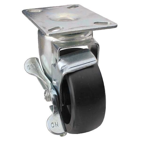 Zoro Select Swivel NSF-Listed Plate Cstr w/Brake, NSF-Listed Plate Type A 33H641