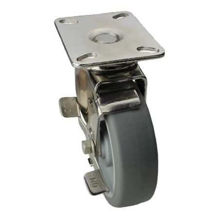 Zoro Select Swivel NSF-Listed Plate Cstr w/Brke, NSF-Listed Plate Type A 33H663