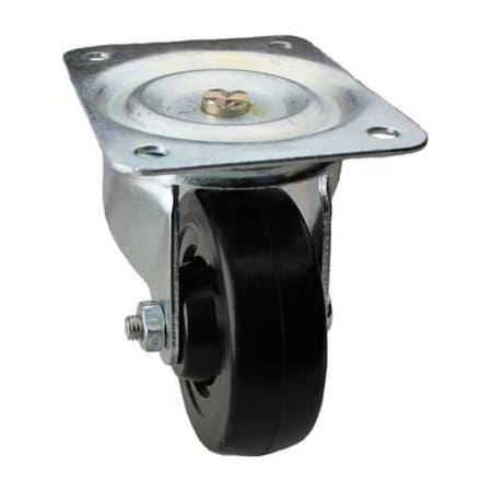 Zoro Select Swivel Plate Caster, Rubber, 4 in., 225 lb. P2S-R040G-P
