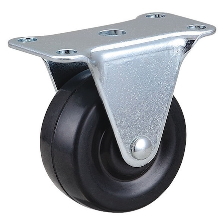 Zoro Select Rigid Plate Caster, Rubber, 2 in., 150 lb. 33H790