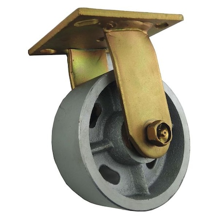 Zoro Select Rigid Plate Caster, Cast Iron, 4in, 1000 lb 33H770