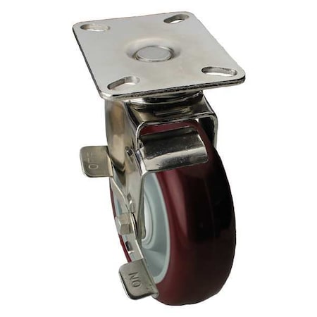 Zoro Select Swivel NSF-Listed Plate Cstr w/Brke, NSF-Listed Plate Type A 33H713