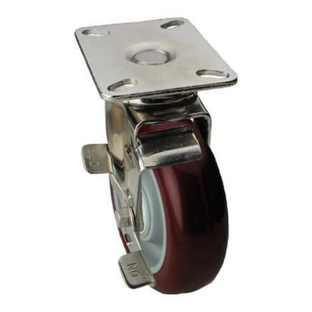 Zoro Select Swivel NSF-Listed Plate Cstr w/Brke, NSF-Listed Plate Type A 33H714