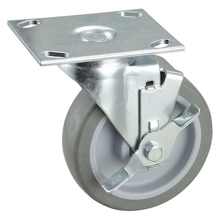 Zoro Select Swivel NSF-Listed Plate Cstr w/Brke, NSF-Listed Plate Type B 33H717