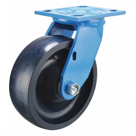 Zoro Select Swivel NSF-Listed Plate Caster, 900 lb., 55 Shore D P21S-U040D-14-BC-SS-001