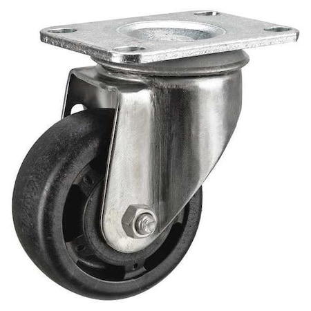 Zoro Select Swivel NSF-Listed Plate Caster, Glass Filled Nylon, 3-1/2in, 250lb P12SX-HNG035G-12