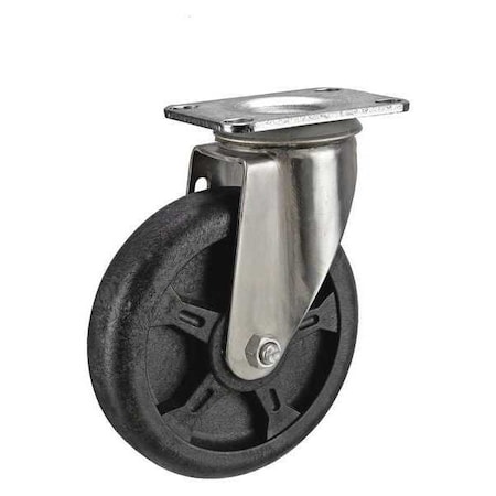 Zoro Select Swivel NSF-Listed Plate Caster, Glass Filled Nylon, 5in, 300lb P12SX-HNG050G-12