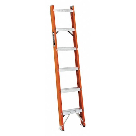 Louisville 6 ft Overall H, Straight Ladder, Fiberglass, Natural Finish, 300 lb Load Capacity FH1006