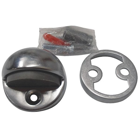 Zoro Select Dome Door Stop, Satin Chrome, 1-3/4 Dia. 33J784