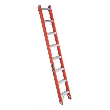 Louisville 8 ft. Overall H, Straight Ladder, Fiberglass, Aluminum, 8 Steps, Natural Finish FH1008