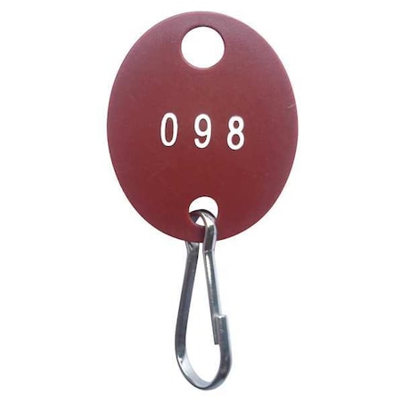 Zoro Select Key Tag, Red, Plastic, Oval, Nickel Plated 100 PK 33J885
