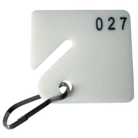 Zoro Select Key Tag, White, Square-Slotted, Nickel Plated