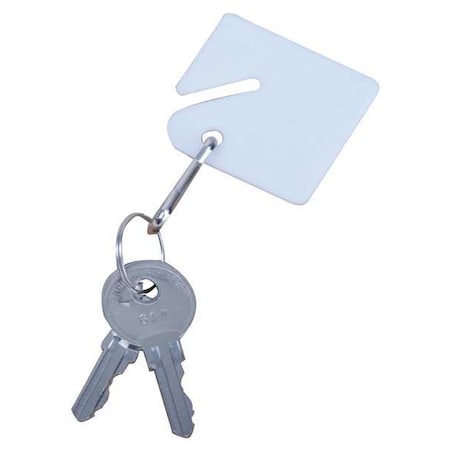 Zoro Select Key Tag, White, Square-Slotted, 50 PK 33J870