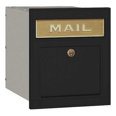 Salsbury Industries Column Mailbox, Black, Powder Coated, 1 Doors, Recessed, Plain Locking 4145P-BLK
