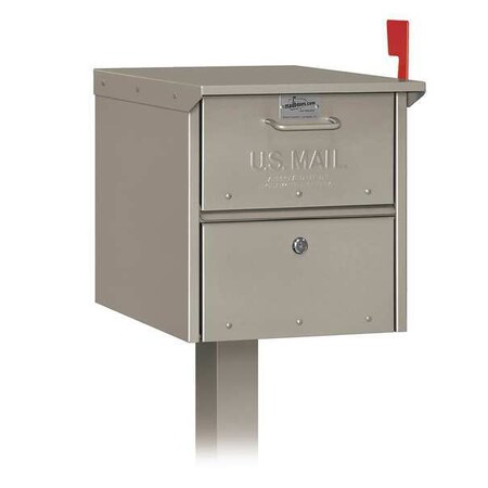 Salsbury Industries Roadside Mailbox, Nickel, Powder Coated, 1 Doors, Pedestal, Aluminum 4325D-NIC