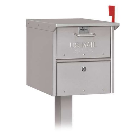 Salsbury Industries Mailbox, Gray, Powder Coated, 1 Doors, Pedestal, Aluminum 4325SLV