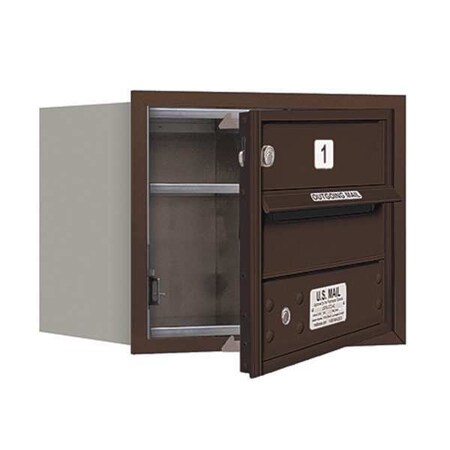 Salsbury Industries Horizontal Mailbox, Bronze, Powder Coated, 1 Doors, Recessed, Private 3703S-01ZFP