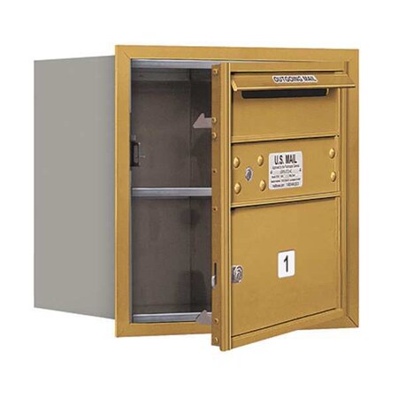 Salsbury Industries Horizontal Mailbox, Gold, Powder Coated, 1 Doors, Recessed, Private 3704S-01GFP
