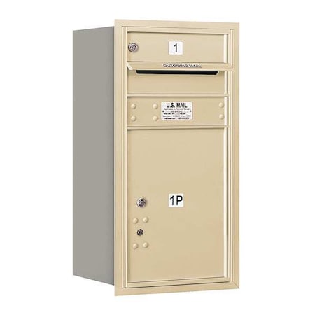 Salsbury Industries Horizontal Mailbox, Sandstone, Powder Coated, 2 Doors, Recessed, USPS 3708S-01SRU