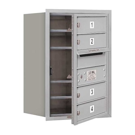 Salsbury Industries Mailbox, Aluminum, Powder Coated, 4 Doors, Recessed, USPS 3706S-04AFU