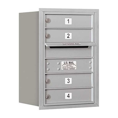 Salsbury Industries Horizontal Mailbox, Aluminum, Powder Coated, 4 Doors, Recessed, Private 3706S-04ARP