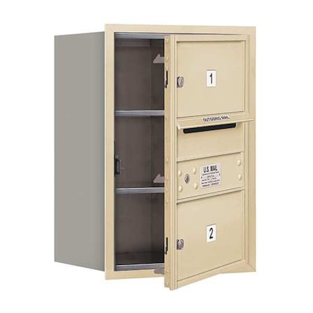 Salsbury Industries Horizontal Mailbox, Sandstone, Powder Coated, 2 Doors, Recessed, Private 3706S-02SFP
