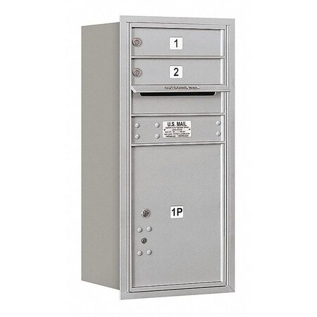 Salsbury Industries Horizontal Mailbox, Aluminum, Powder Coated, 3 Doors, Recessed, USPS 3709S-02ARU