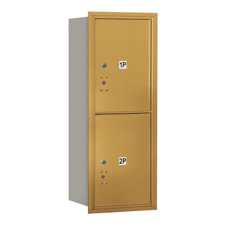 Salsbury Industries Horizontal Mailbox, Gold, Powder Coated, 2 Doors, Recessed, PL5 3710S-2PGRU