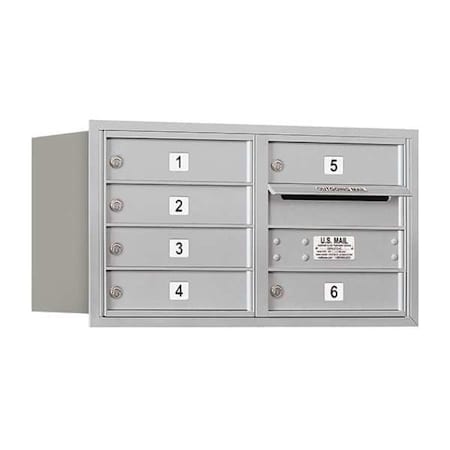 Salsbury Industries Horizontal Mailbox, Aluminum, Powder Coated, 6 Doors, Recessed, Private 3704D-06ARP