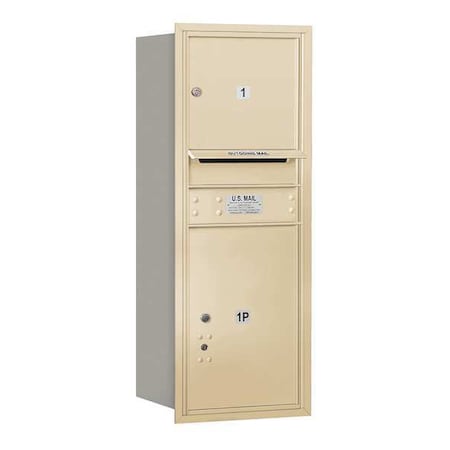 Salsbury Industries Horizontal Mailbox, Sandstone, Powder Coated, 2 Doors, Recessed, MB3 3710S-01SRP