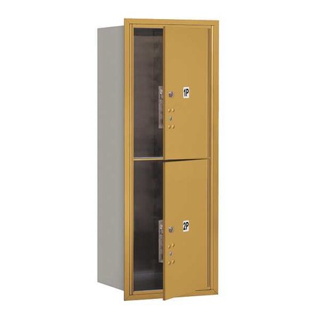 Salsbury Industries Horizontal Mailbox, Gold, Powder Coated, 2 Doors, Recessed, USPS 3712S-2PGFU